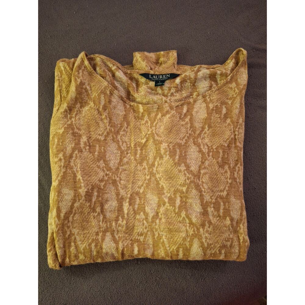 Lauren Ralph Lauren Women's Snake Print Long Sleeve Lightweight Knit Top -Size L